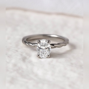 Anillo Solitario con Diamante Ovalado, Plata de Ley, Banda Trenzada, Joyería para Compromiso y Propuesta de Matrimonio, Envío Global - Product Image 5