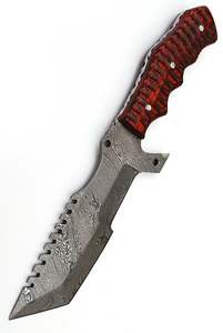 Couteau de chasse artisanal en acier Damas avec manche en bois et étui en cuir, pour la survie en extérieur, personnalisable OEM - Product Image 6