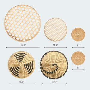 Ensemble de 6 paniers muraux en rotin, bambou et jonc de mer aux tons terreux en provenance du Vietnam avec des accents variés pour la décoration intérieure - Product Image 2