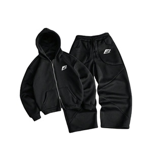 Ensemble survêtement personnalisé pour homme en molleton de coton, sweat à capuche et pantalon de jogging, vente en gros OEM, vêtements de sport, marque privée, fabrication B2B - Product Image 1