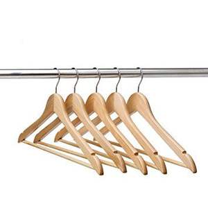 Colgador de ropa de madera sin arrugas para armario, baño, sala de estar, para abrigo, pantalón, traje, camisa con bordes lisos - Product Image 1