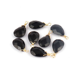 จี้รูปหยดน้ำทรงลูกแพร์ขนาด 9x13 มม. ชุบทอง ประดับด้วยพลอยออนิกซ์สีดำเจียระไน คุณภาพสูง ทำจากเงินสเตอร์ลิง เหมาะสำหรับทำเครื่องประดับ - Product Image 2