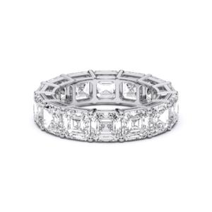 10.00 Carat E-F/VVS-VS Moissanite Asscher Cut Diamond Eternity Band <b>Ring</b> Made in Silver <b>For</b> Her - Product Image 1