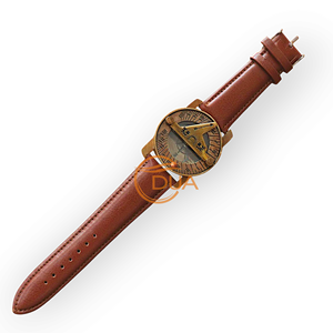Brújula de reloj de sol vintage con correa de cuero, ropa de viaje náutica antigua retro, hecha a mano - Product Image 5