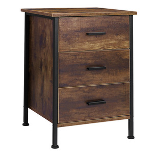 Mesita de noche plegable de tres cajones de estilo industrial europeo moderno, gabinete de madera, construcción de Metal para dormitorio, hogar, Loft - Product Image 6