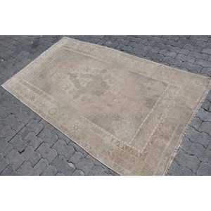 Alfombra vintage, alfombra turca de 5.6x7.2 pies, alfombra de lana con diseño de plantas y árboles en tonos gris verdoso. - Product Image 2