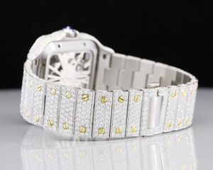 Prix fiable Glacé VVS Clarté Moissanite Diamant Clouté Oyester Plein Acier Inoxydable Blanc Édition Limitée Montre Analogique - Product Image 3