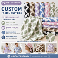 Tissu imprimé personnalisé à motif vache, impression numérique OEM ODM, plusieurs bases pour robes, foulards, sacs, textiles de maison, faible MOQ