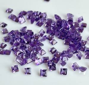 Amatista natural de 9mm, corte cuadrado facetado, amatista púrpura suelta, corte cuadrado de calidad superior - Product Image 1