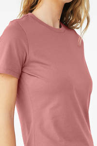 T-shirt en jersey de coton rose Bella Canvas, t-shirt à col rond en tri-mélange pour femmes - Product Image 4
