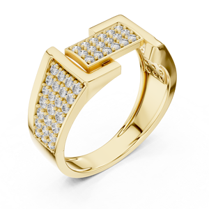 Bague de fiançailles classique pour homme de luxe avec un design audacieux à plusieurs niveaux |   Bijoux fins de qualité supérieure - Product Image 5