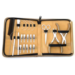 Kit d'outils professionnels pour extensions de cheveux pour utilisation en salon, ensemble d'outils d'application de cheveux humains avec pinces, peigne, aiguille, boucle - Product Image 5