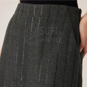 Jupe en tricot pour femme, design moulante à taille naturelle, tissu en coton doux et élastique, écologique, respirante, longueur midi, automne-hiver - Product Image 6