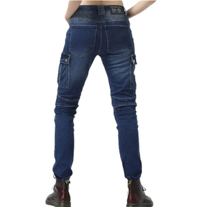 D-Ride Moto Azul Oscuro Hombres Biker Jeans Certificado CE Protectores de rodilla y cadera Diseño multibolsillo Mezcla de poliéster/algodón Secado rápido - Product Image 5