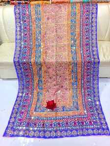 Silk Heavy Hand Worked with Beads Mirror Crystal Embroidered Pakistani <b>Shawl</b> Dupatta Wedding and Party Wear by WS INTERNATIONAL - Product Image 4