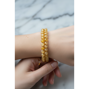 8mm <b>Citrine</b> Double Row Macrame Natural Stone <b>Bracelet</b> - Product Image 4