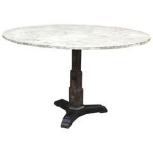 Table basse en fer de luxe de designer avec plateau rond en chêne, base ornée de dauphins, style industriel vintage, mobilier de bistrot pour restaurant en vente - Product Image 4