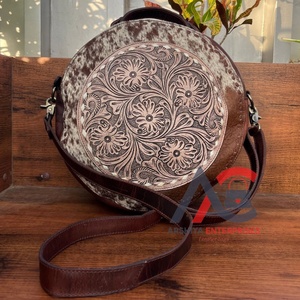 New Tooled Leather Canteen Crossbody Bag with Backpacks for Women Western Cowhide Leather Concealed Carry Large Capacity <b>Handbag</b> - Product Image 1