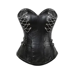 Nieuwe Collectie Vrouwen Lederen Steampunk Korsetten Rits Taille Vrouwen Korset