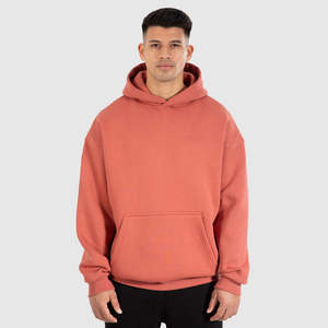 เสื้อฮู้ดดี้ผู้ชายผ้าฝ้าย 100% ปี 2025 ขายส่ง ออกแบบเองได้ ลายเรียบ ทรงหลวม ไหล่ตก ใส่สบาย อุ่นในฤดูหนาว - Product Image 2