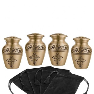 Artisanat souvenir sainte croix belle urnes funéraires de crémation en métal gravé pour cendres humaines fournitures funéraires mini urnes - Product Image 1