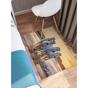 Alfombra Estampada con Caballos en la Playa: Alfombra Única con Diseño Animal para Decoración de Casa de Campo, Alfombra de Chenilla - Product Image 5
