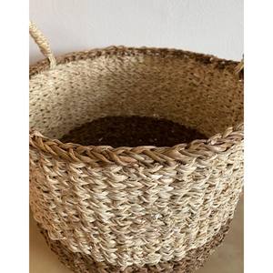 Grand panier tressé en jonc de mer avec poignée Organisateur rustique écologique, panier pour polyvalent - Product Image 4