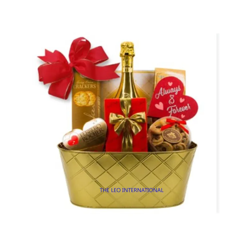 Оптовая продажа, овальная металлическая корзина для фруктов и шоколада, большая корзина для свадебного подарка, корзина для рождественских украшений