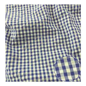 Wholesale Plain Striped Seersucker Gingham Dress Fabric Royal &Super Soft Quick Dry Customizes Colors Fabric Sustainable