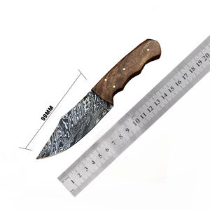 Couteau de camping en plein air à lame fixe en acier Damas fait à la main personnalisé manche en bois lame en acier inoxydable OEM pris en charge prix de gros - Product Image 4