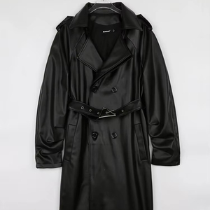 Nouveaux manteaux longs personnalisés pour les femmes tendances en gros manteaux en cuir véritable élégant manteaux en peau de vache respirants de qualité supérieure - Product Image 1