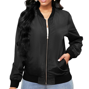 Blouson aviateur pour femme, nouveau style, prix de gros, bonne qualité, prix bas, uni, fermeture éclair, en vente - Product Image 3