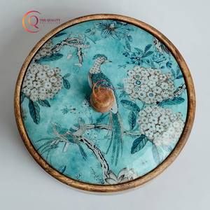 Premium Handcrafted Glass Roti Storage Casserole <b>with</b> Customized Size and Printed <b>Lid</b> Handmade Kitchen Hot Pot Dabba <b>Lid</b> - Product Image 3