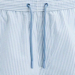 Vente en gros Short de gym en seersucker respirant et écologique pour hommes Maillot de bain léger à rayures Séchage rapide Taille élastique personnalisée - Product Image 6