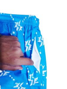 Short en maille à motif fantaisie bleu royal et bleu marine en couture de 5 pouces pour hommes et femmes avec poches profondes à l'ourlet Fabriqué au Pakistan - Product Image 3