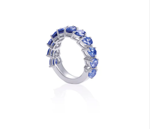 Anillo de Eternidad Unisex de Hip Hop de Titanio con Moissanita Azul Real - Product Image 2