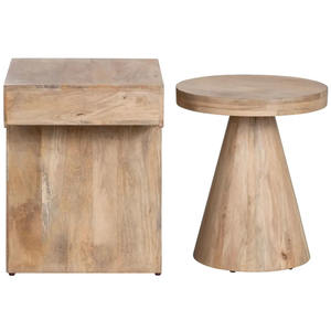 Juego de mesa de centro anidada moderna de 2 piezas, mesa auxiliar de madera Natural duradera ecológica, muebles de sala de estar para hoteles y casas - Product Image 3