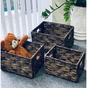 Custom Designed Wood Storage <b>Basket</b> From Indian Manufacturer Fast Delivery for Kitchen Bathroom Bedding Use Water Hyacinth Style - Product Image 2
