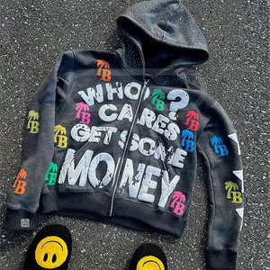 เสื้อฮู้ดพัฟสกรีนสำหรับผู้ชายเสื้อ100% วินเทจโชว์ไหล่ตกดีไซน์ใหม่ล่าสุดโลโก้ที่กำหนดเองคุณภาพสูงสำหรับฤดูใบไม้ผลิ - Product Image 3