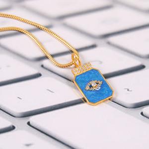 Colgante de ojo de Plata de Ley 925 con esmalte azul, joyería fina hecha a mano para collar de moda o abalorio chapado en rodio - Product Image 4