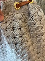Bolso Tote de Ganchillo Acrílico Estilo Boho Chic para Mujer, Cierre con Cordón, Estilo Playa para Todas las Temporadas, Hecho a Mano, Color Sólido, Casual, para Uso Diario