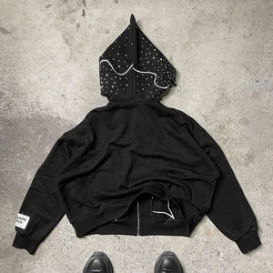 Meilleures ventes 2024 hiver arrivée hommes épais polaire intégral sweats à capuche Style pull avec fermeture éclair et strass vente pas cher tarifs - Product Image 2