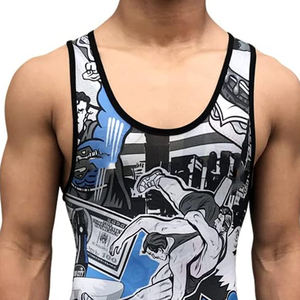 Camiseta de lucha libre de equipo digital sublimación talla grande logotipo personalizado traje de levantamiento de pesas - Product Image 2