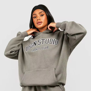 Couleur unie Oversize No Strings Couple Hoodies Doublé polaire Logo personnalisé Sweat à capuche et sweatshirts pour femmes Respirant - Product Image 1