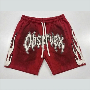 Custom Embroidery Hip Hop Style Shorts Streetwear Manufacturers Double <b>Layer</b> Adjustable Waist Double Waistband 100% Cotton - Product Image 1