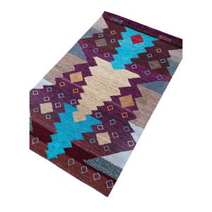 พรมไหมพรมผสมไหมไผ่ถักมือลายเรขาคณิตสีชมพูและสีม่วง Freedom Manchaha ขนาด 9x12 นิ้ว สำหรับตกแต่งห้องนั่งเล่นวัยรุ่น - Product Image 2