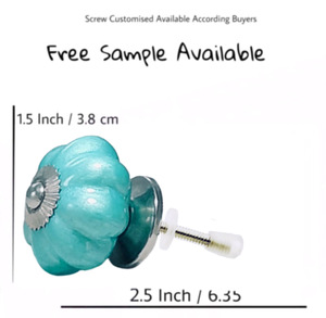 Perillas de melón de cerámica verde agua neón, tiradores de puerta de cajón de armario de exportación de calidad para cocina, armario exterior para almacén - Product Image 3