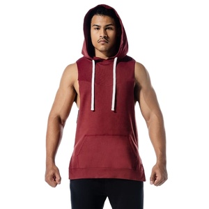 New 2026 Custom Wholesale <b>Workout</b> Gym <b>Hoodies</b> for Men Plain Dyed Solid Pattern Summer Tank Top Spandex/Polyester Quick Dry - Product Image 1