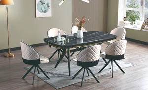 Juego de comedor moderno y elegante con 1 mesa y 6 sillas para el hogar, cocina, hoteles y villas, Añade estilo a tu espacio - Product Image 2