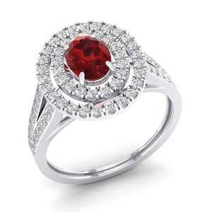 แหวนเงินสเตอร์ลิงประดับ925โกเมนพลอยเทียมธรรมชาติโกเมนมีค่าโกเมนและ Def- VVS Moissanite OEM - Product Image 2